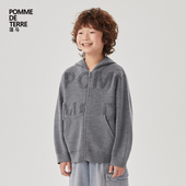 羊毛新款 男女儿童pomme 蓬马大童开衫 毛衣连帽24秋装 装 terre