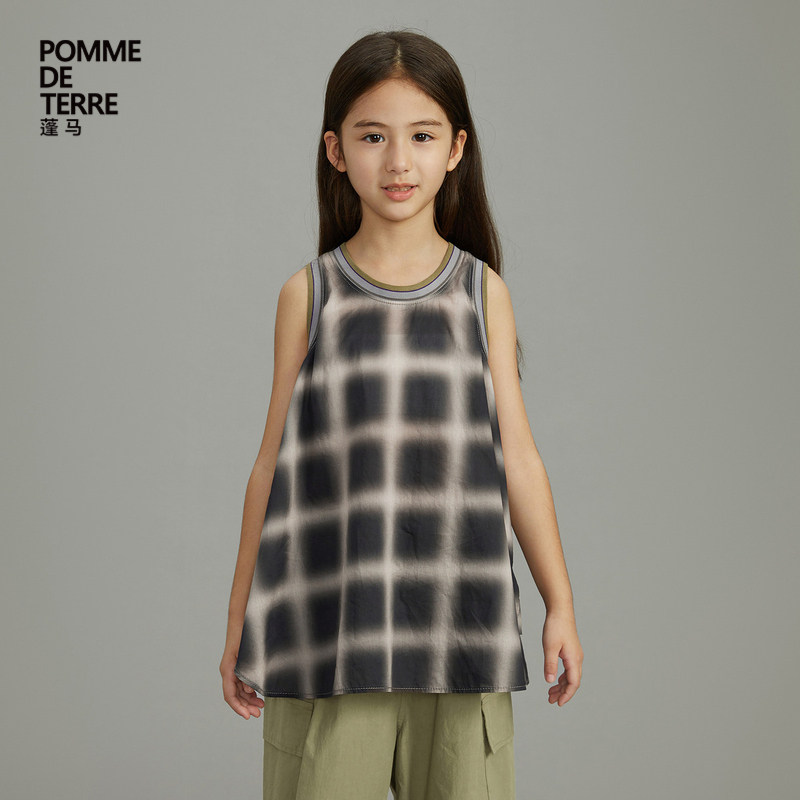 蓬马大童衬衫无袖裙式格纹棉质府绸春夏装女儿童pomme de terre,童装/婴儿装/亲子装,衬衫,淘宝优惠券,粉丝福利购,淘宝优惠卷