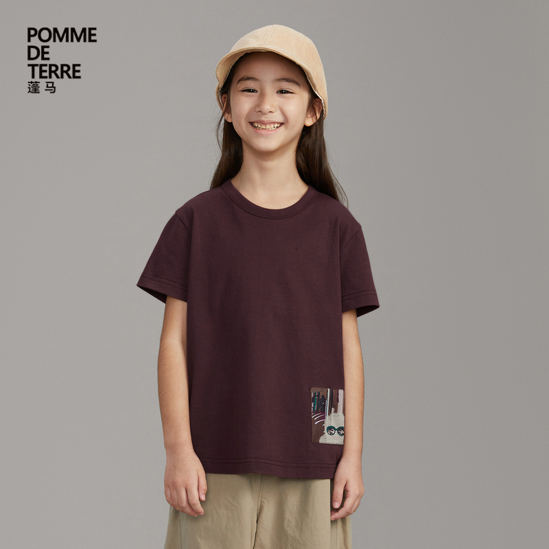 [毛怪]蓬马大童T恤短袖印花棉多色春夏装男女儿童pomme de terre