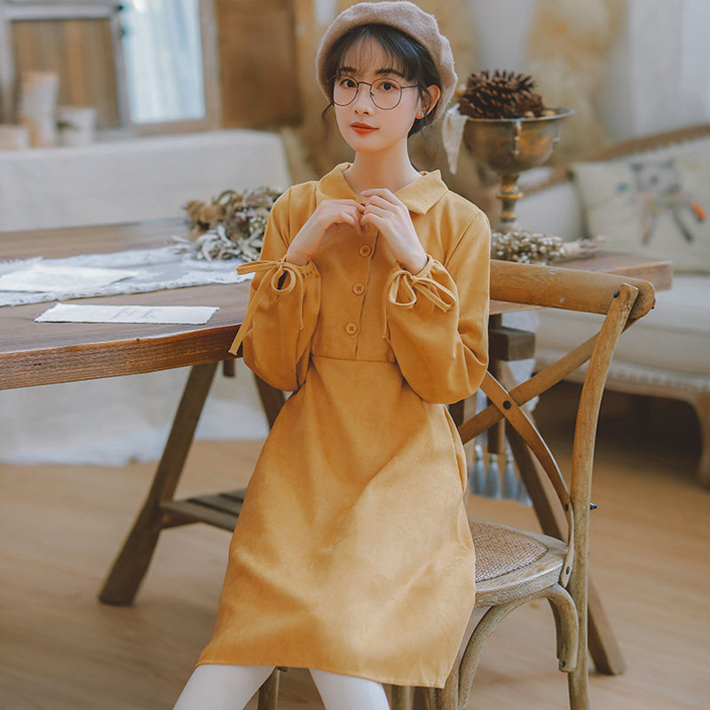 2020年新款秋冬季连衣裙法式复古长袖小个子学生仙女超仙森系裙子