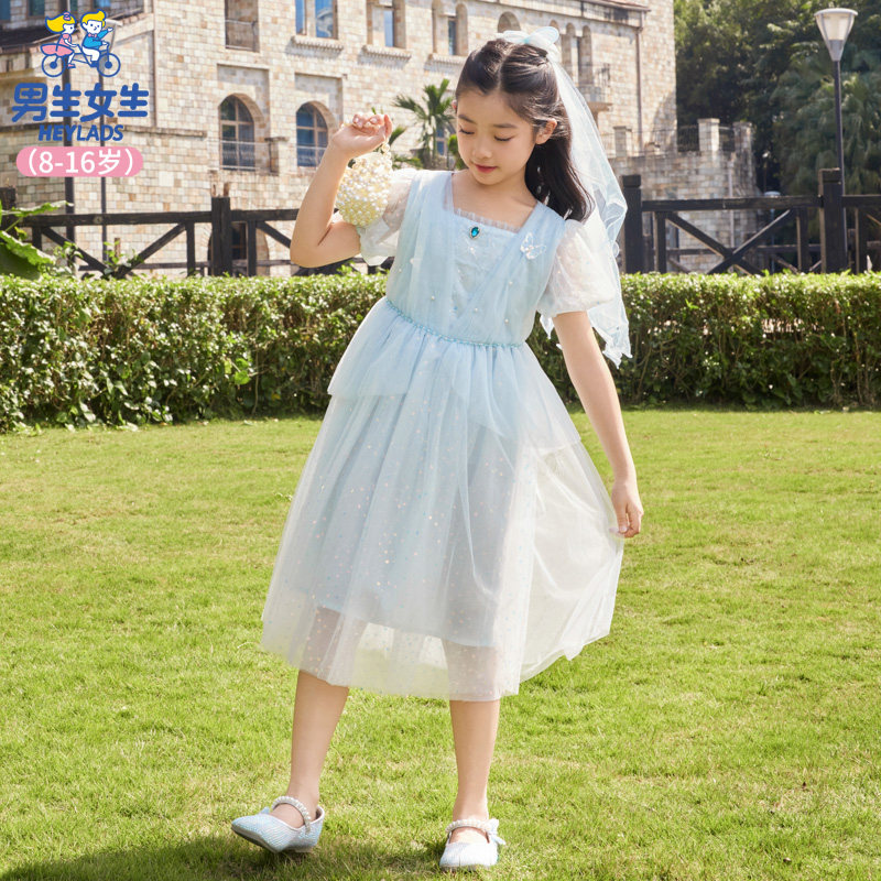 男生女生童装女童短袖网纱连衣裙夏季2026新款中大童夏装儿童裙子