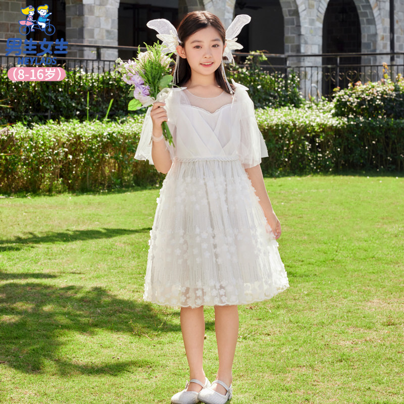 男生女生童装女童短袖网纱连衣裙2026新款中大童夏季儿童裙子
