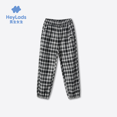 男生女生男大童黑白格纹休闲长裤NPXEJ33006A