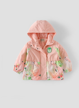 14762女童春秋可爱卡通印花潮流拼接连帽休闲外套NCJBJ14762T