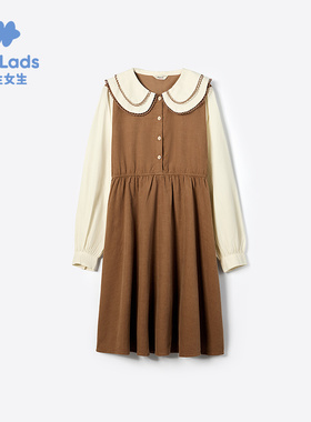 男生女生女大童甜美优雅长袖连衣裙NDLHJ33562A