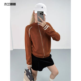 M1U系纯羊毛外套针织开衫 木兰唧唧 设计感小众运动风拉链毛衣修身