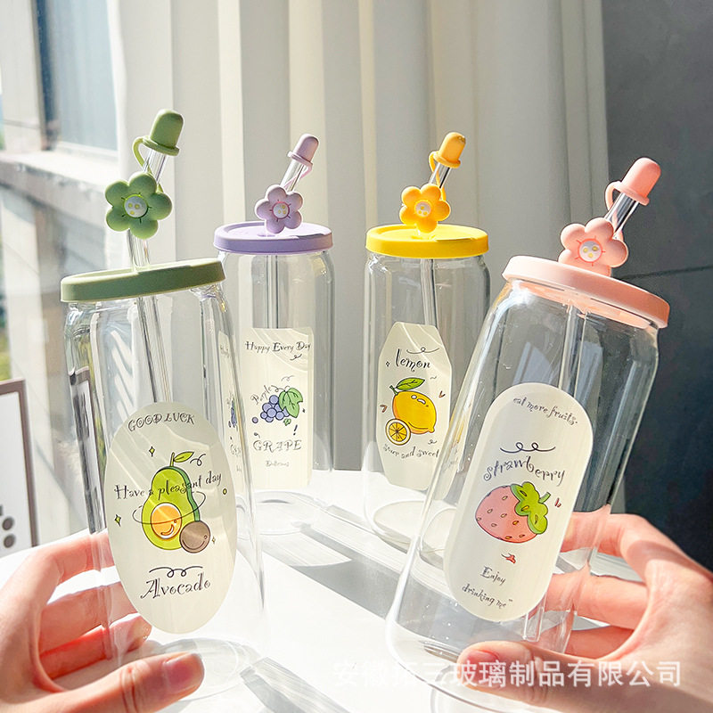 吸管玻璃杯高颜值情侣杯