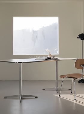 极简约ins风咖啡厅洽谈长桌子现代家用餐桌设计师办公电脑工作台