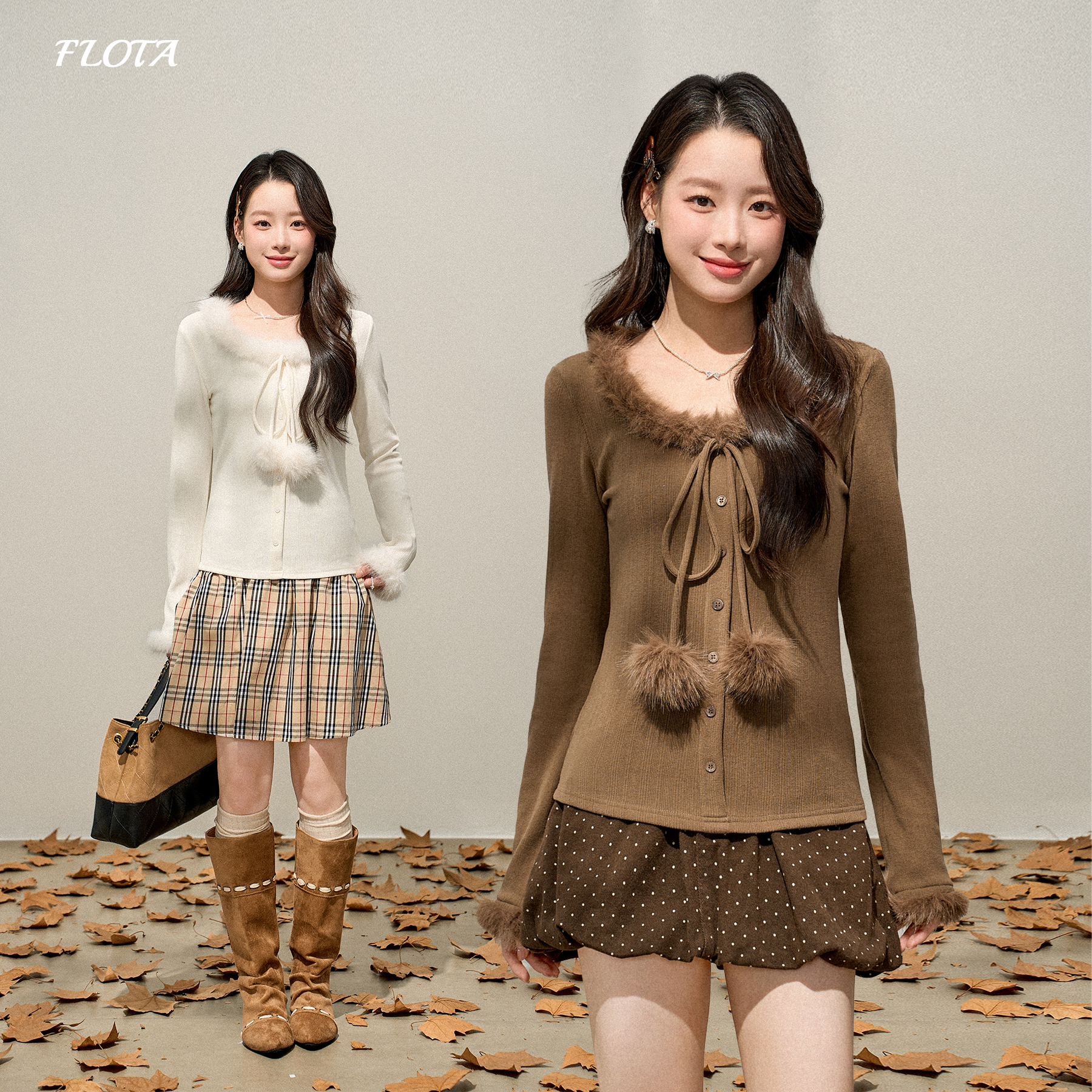 设计感毛领系带蝴蝶结针织长袖秋冬季新款修身显瘦别致打底衫上衣