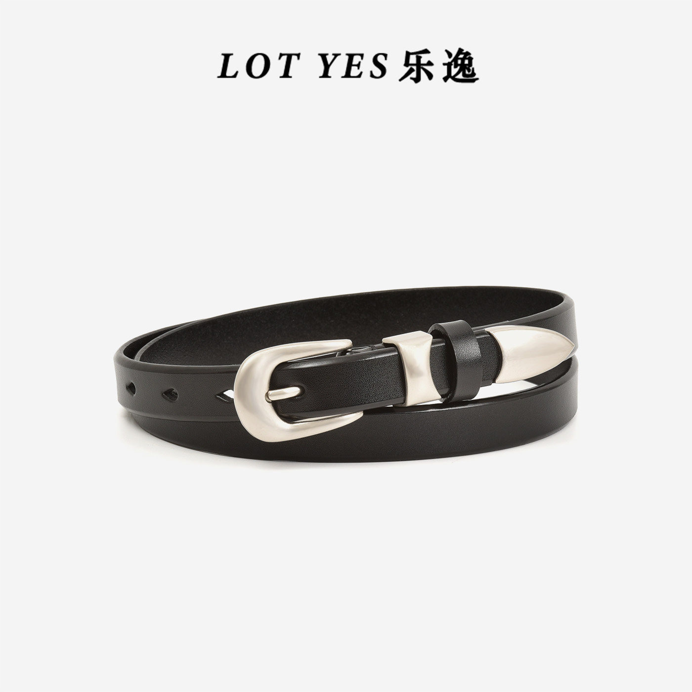 LOTYES小众牛皮针扣细窄款皮带潮流设计感cleanfit真皮腰带男女款