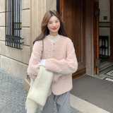 新款粉色小香风皮毛一体毛毛外套A820-P185.K268，女装短外套，2C109