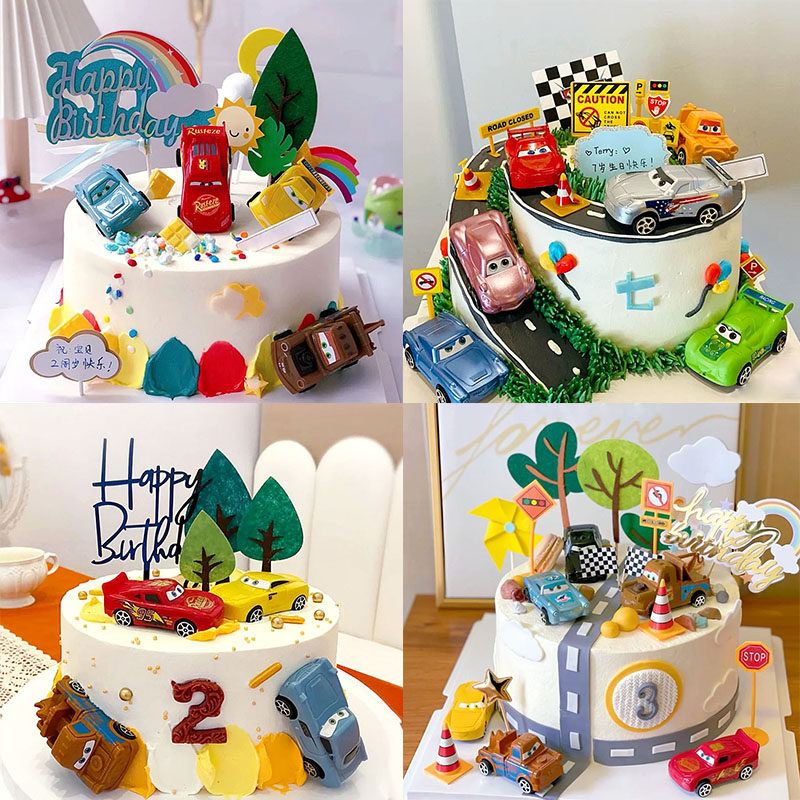 烘焙蛋糕装饰男孩生日蛋糕卡通可爱小汽车迷你赛车玩具蛋糕摆件