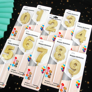 饰金色数字周岁生日蛋糕蜡烛用品创意生日派对装 烘焙蛋糕装 扮插件