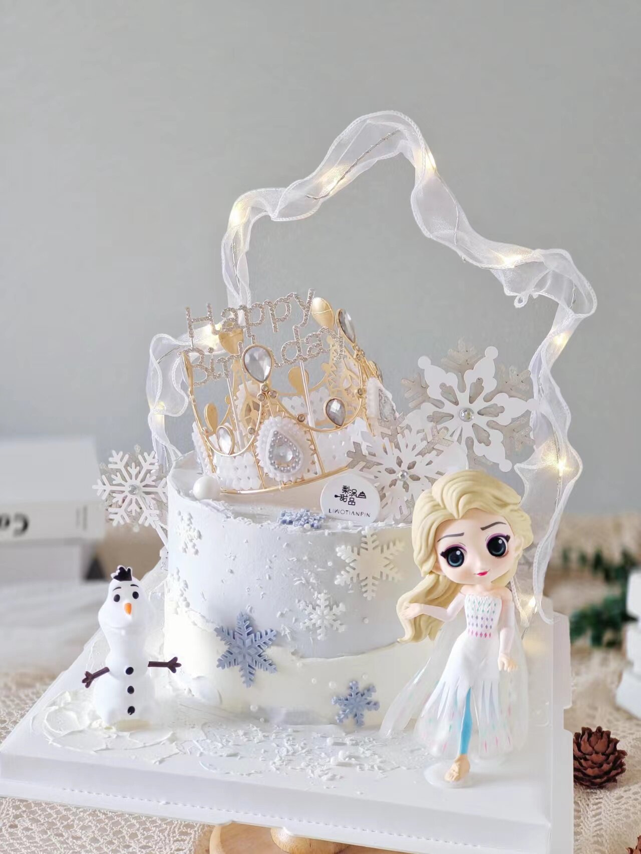 女孩爱莎生日蛋糕装饰插件网红冰雪女王艾莎公主摆件城堡雪花插牌