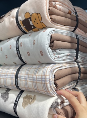 实体款┃奶fufu裸睡针织棉四件套 A类天竺棉ins儿童纯棉床单被罩