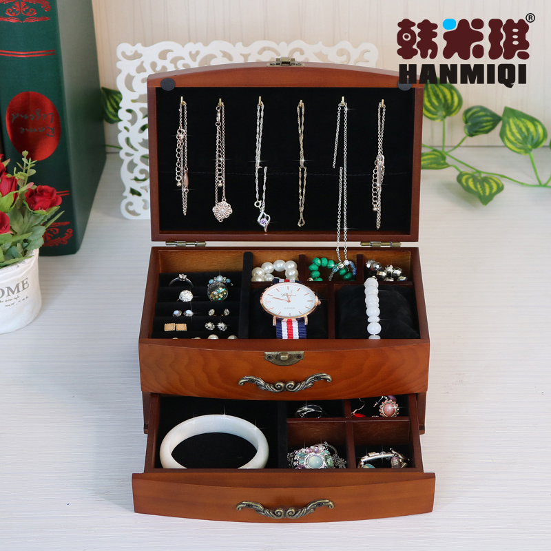 实木质首饰盒便携公主欧式韩国旅行耳环耳钉盒戒指手饰品收纳盒|msdalam kategori penyatuan simpanan, Rumah Storage Appliances, kotak simpanan, kotak barang kemas - dari Buy2taobao.com untuk memberikan perkhidmatan ejen Taobao profesional membeli
