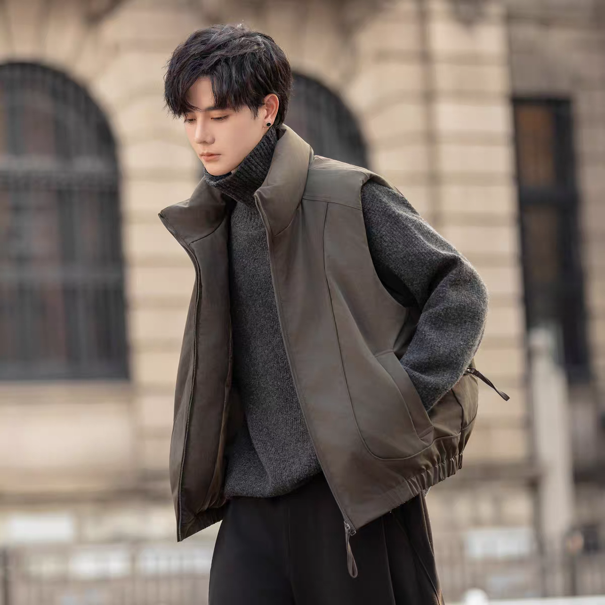 羽绒服马甲男士25新款冬季保暖机能潮流外穿背心立领白鸭绒外套男,男装,羽绒马甲,淘宝优惠券,粉丝福利购,淘宝优惠卷