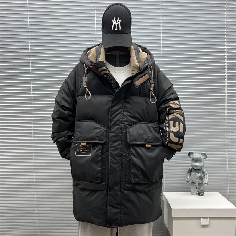 羽绒服男中长款宽松2025冬季新款连帽外套韩版潮流加厚保暖御寒服