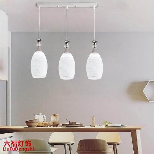 餐厅吊灯三头现代简约新款led圆形北欧田园创意个性吧台饭厅灯具