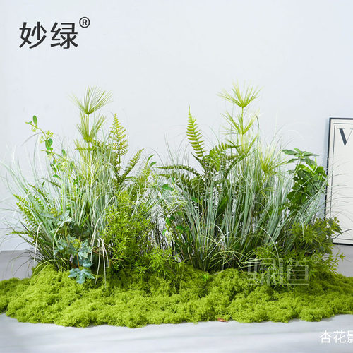 彷真绿色植物物彷生芦苇草丛假花箱花艺摆设苔藓室内造景高档装饰