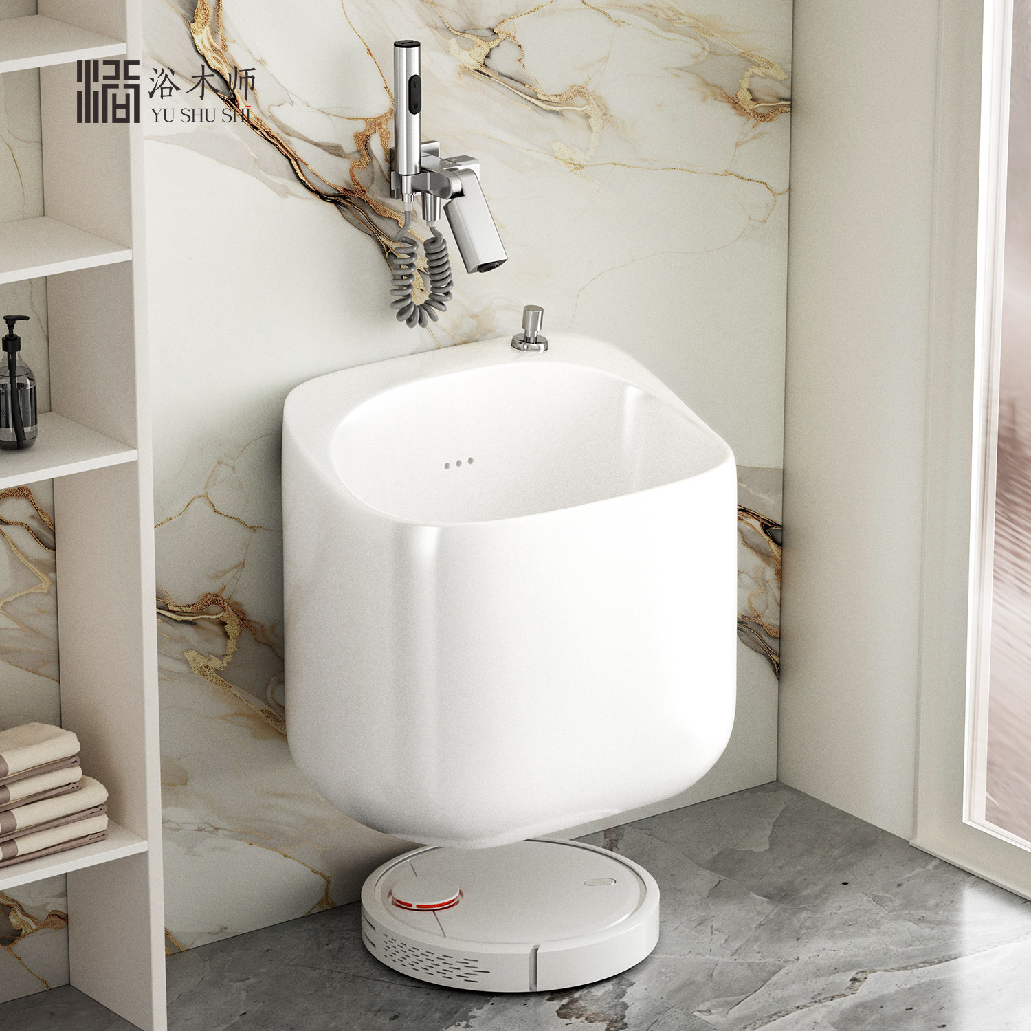 浴术师拖把池挂墙壁挂式陶瓷洗手盆墙排墩布池家用落地拖帕池阳台,家装主材,拖把池,淘宝优惠券,粉丝福利购,淘宝优惠卷