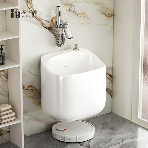 浴术师拖把池挂墙壁挂陶瓷洗手盆