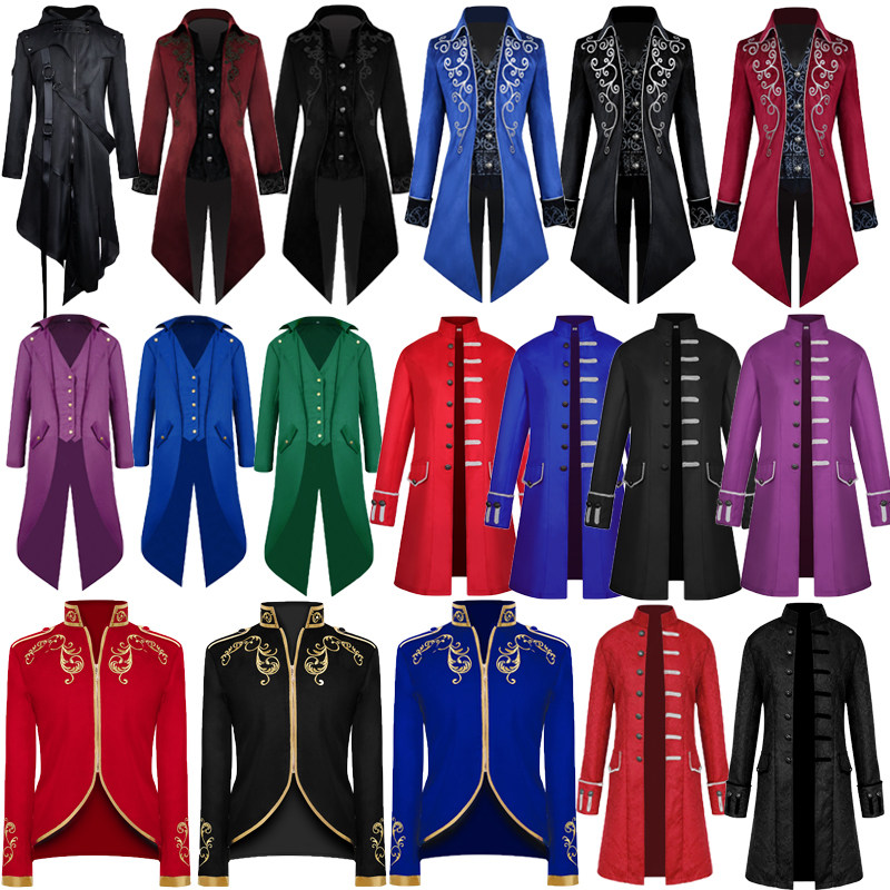 复古欧洲绅士外套COS中世纪男伯爵长款大衣 欧美舞台剧演出服装