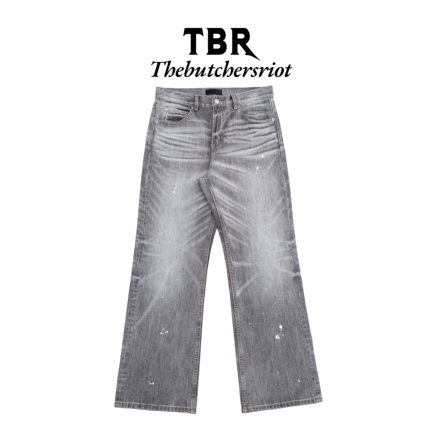 TBR 高端线 冈山牛王人体工程004烟灰橙水洗宽松直筒牛仔裤子