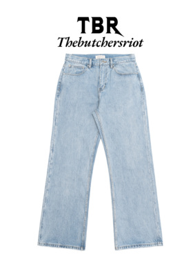 TBR冰川水洗雪花蓝定织极简elegant版型宽松直筒牛仔裤子