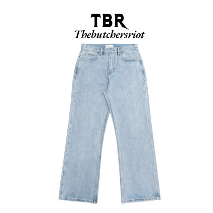TBR冰川水洗雪花蓝定织极简elegant版型宽松直筒牛仔裤子