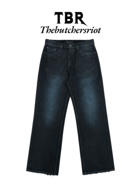 TBR 高端线水洗孔雀蓝竹节意大利蜡染破坏微baggy版型牛仔裤