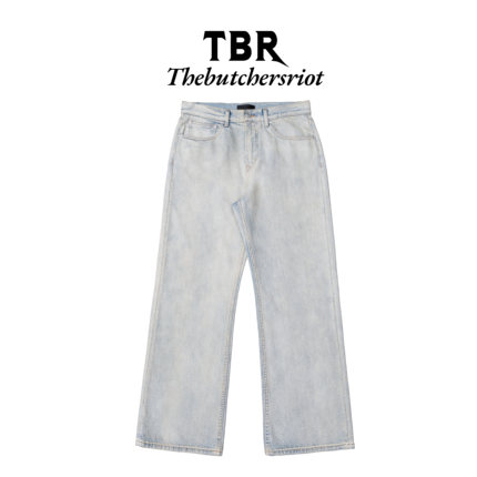 TBR高端线进口意产石膏水洗做旧极简elegant版型直筒牛仔裤