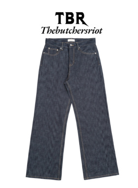 TBR 午夜青光蓝肌理纹路固色原牛宽松直筒A字牛仔裤