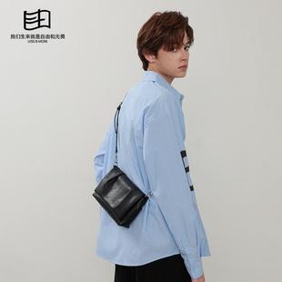 是自由啊 2026新款男包小众设计小挎包高级感真皮单肩斜挎小方包