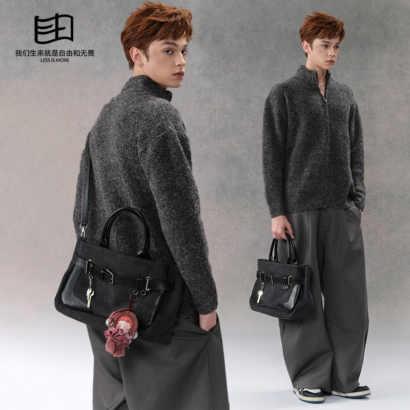 高级感通勤牛皮众设计手提托特包