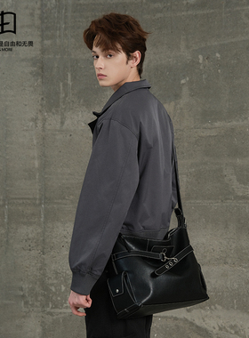 真皮通勤单肩斜挎包男高级感简约休闲百搭牛皮hobo包潮 | SFREEYA