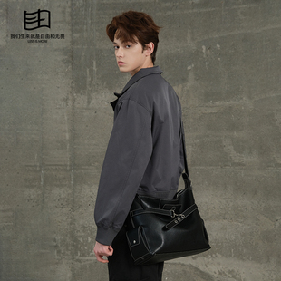 真皮通勤单肩斜挎包男高级感简约休闲百搭牛皮hobo包潮 | SFREEYA