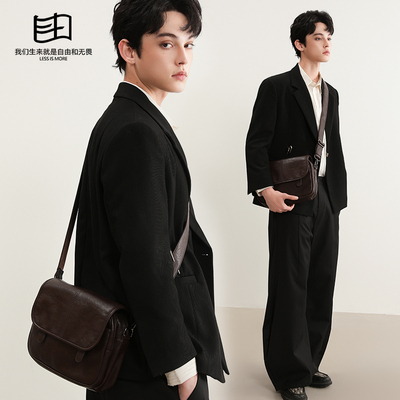 质感通勤真皮复古小方包邮差包