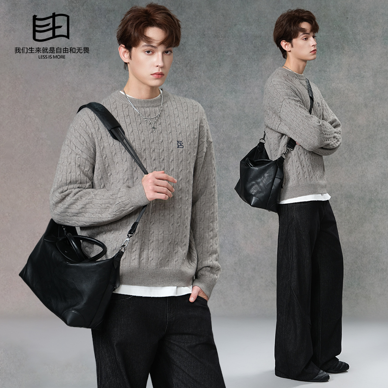 是自由啊「山野」真皮通勤手提包饺子包休闲电脑公文包旅行健身包