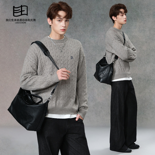 是自由啊「山野」真皮通勤手提包饺子包休闲电脑公文包旅行健身包