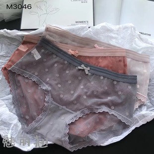 日系甜美学生 魅丽翘三条装 波点蕾丝内裤 女性感可爱少女薄款 三角裤