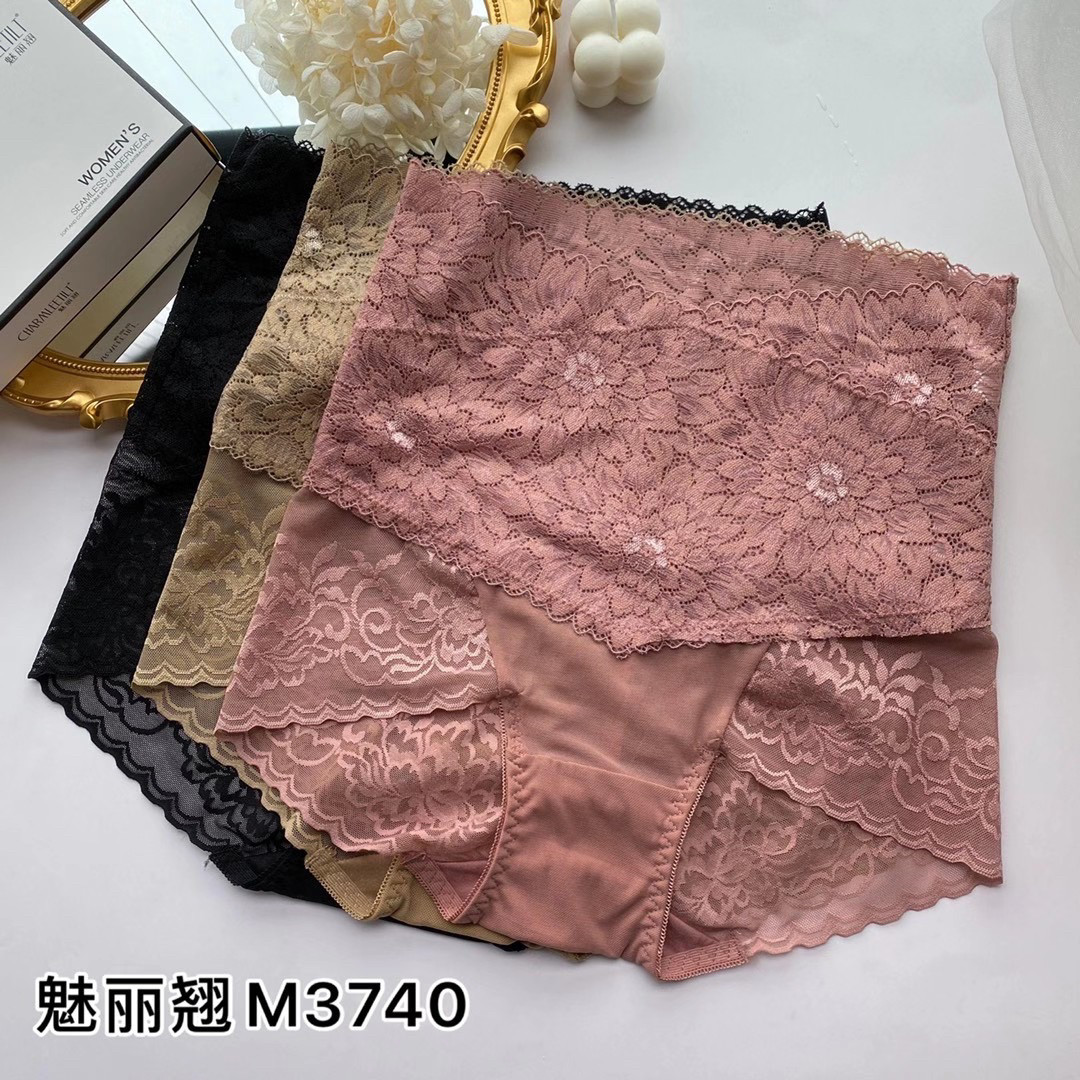 高腰水溶花奢华收腹提臀平角内裤