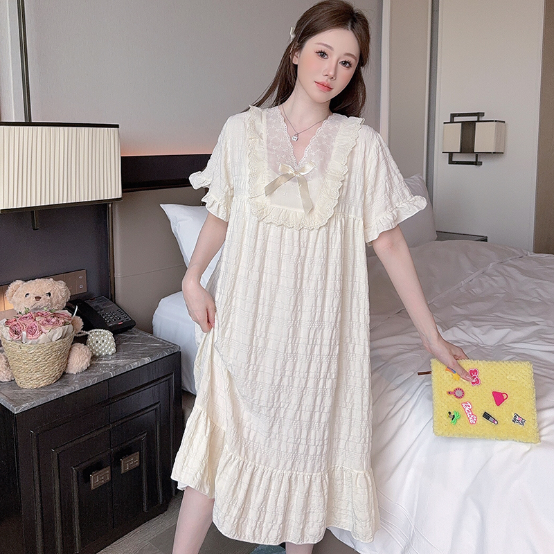 4XL200斤5XL220斤胖妹妹睡裙加肥云朵棉自带胸罩可拆卸家居服女式