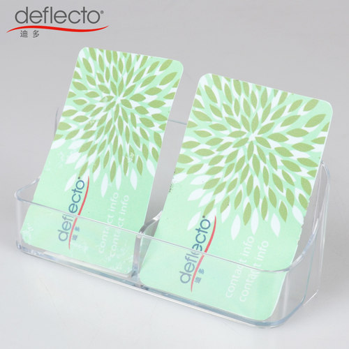 迪多透明两排竖向名片座商务办公名片盒透明收纳会员卡片座70401