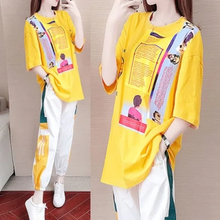休闲运动套装女潮牌夏天网红时尚时髦鬼步舞衣服两件套宽松遮肉