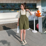 【档口现货】俏皮可爱军绿色背带短裤188-8515-P80-K135-CP48，女装连体裤，浙宝102（原188）