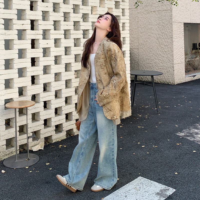 【现货】卡其色提花西装外套102-802-P165-K228，女装西装，浙宝102（原188）