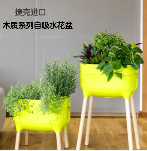 新品利快木质自吸水花盆Plastia捷克进大号家用绿植懒人养花盆栽