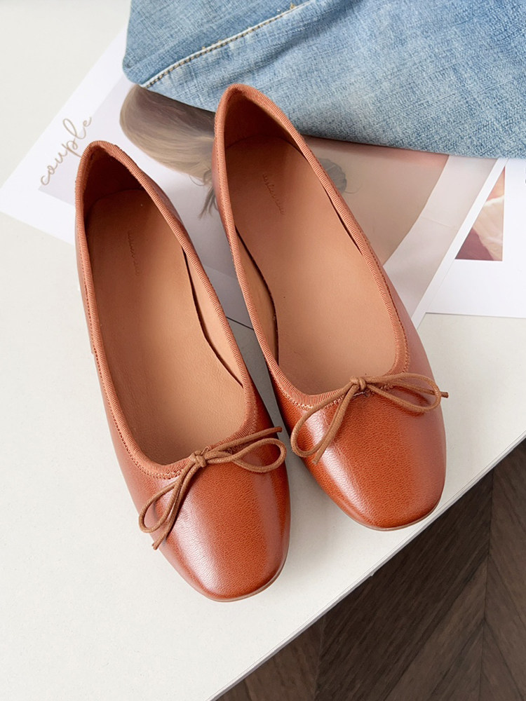 틈새 순수 오리지널 프랑스 복고풍 발레 슈즈 플랫 보우 얕은 입 싱글 슈즈 부드럽고 편안한 캐주얼 리틀 레드 슈즈