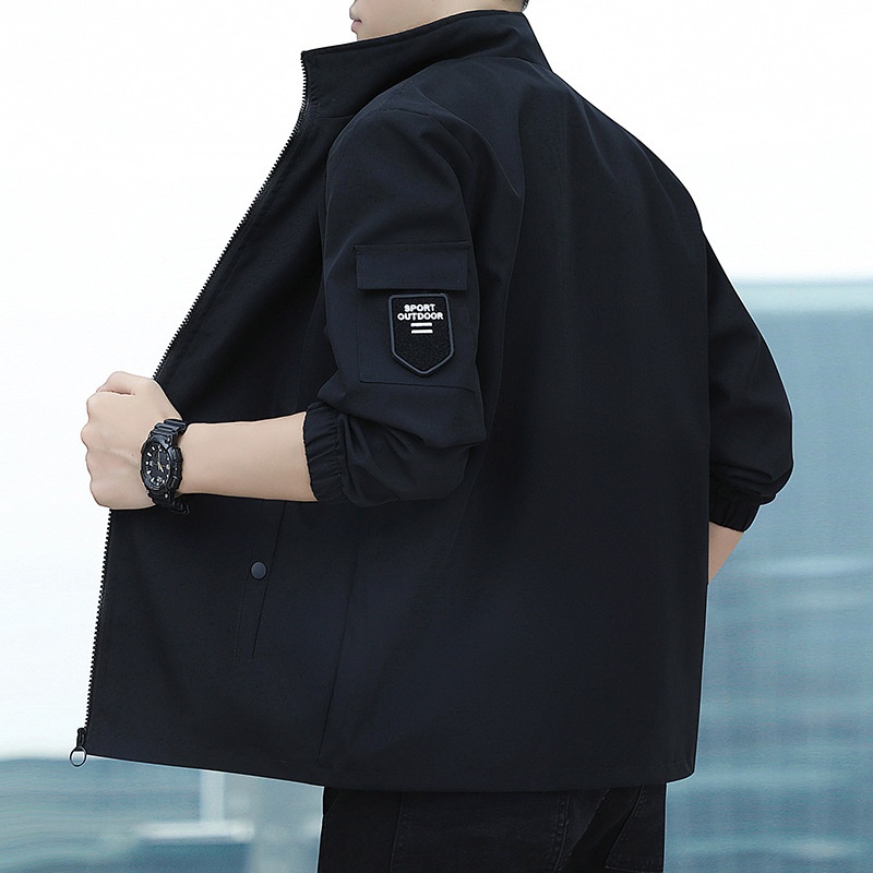 春季新款夹克男青少年外套时尚休闲运动上衣风衣立领衣服